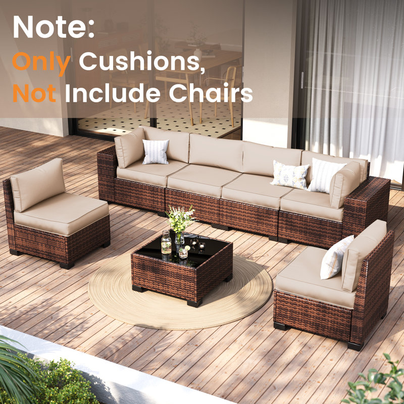 14-Piece Outdoor 3.5'' Replaceable Cushion Set Seat/Back Cushions Weather-Resistant Patio Conversation Seating Cushions For Backyard/Deck（Cushions Only without Sofa）