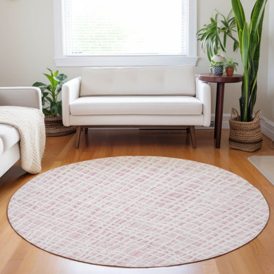 Premium Machine Washable Prisco Pink Rug