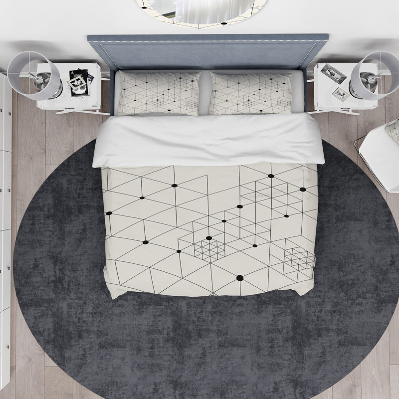 Ensemble de housse de couette à composition triangulaire géométrique designart