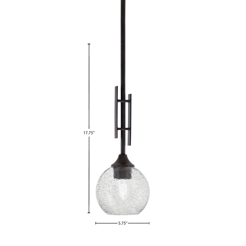 Mini-luminaire suspendu suspendu au pied en granit foncé Uptowne avec verre de 5,75 po, Fumée