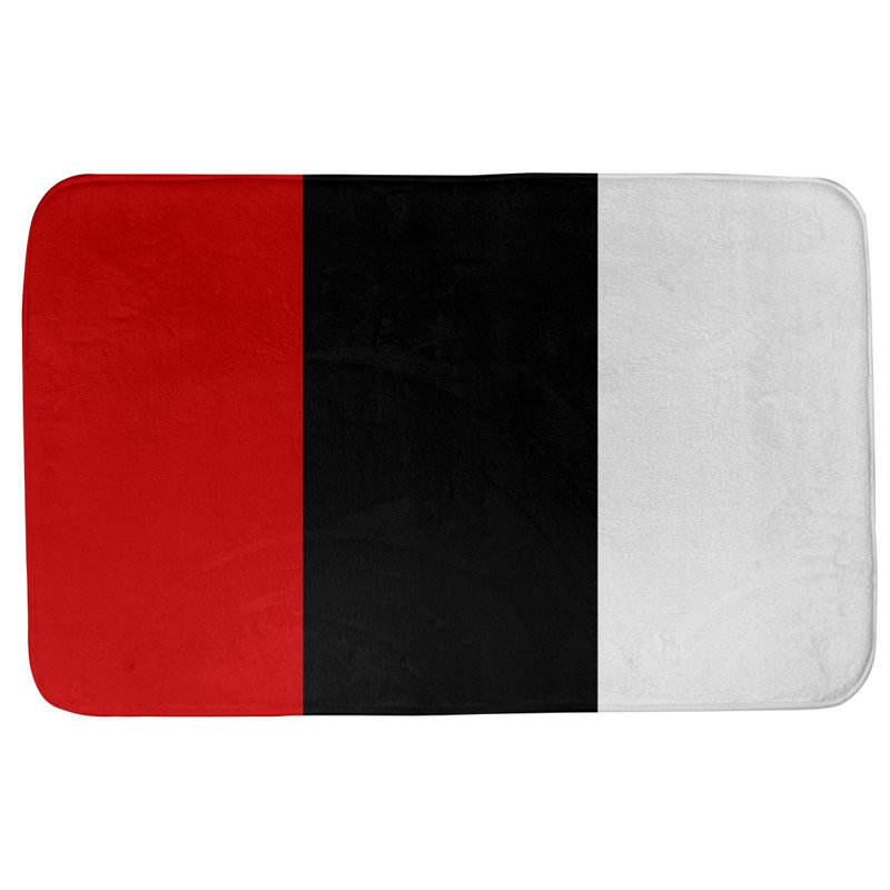Memory Foam Non-Slip Bath Rug, 17" W x 24" L, White/Black Middle