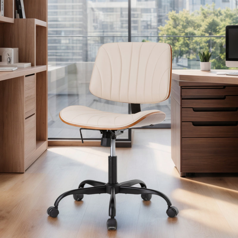 Chaise de bureau pivotante Niyanna , Beige