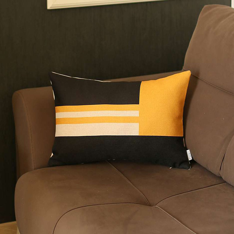 Throw Pillow, Yellow/Black, Polyester