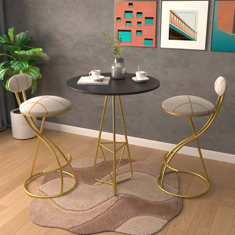 Ensemble de 2 chaises d'appoint rondes rembourrées, Doré