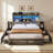 Sherell Queen Size Bed Frame with 4 Storage Drawers,Gray-108202640-100845094