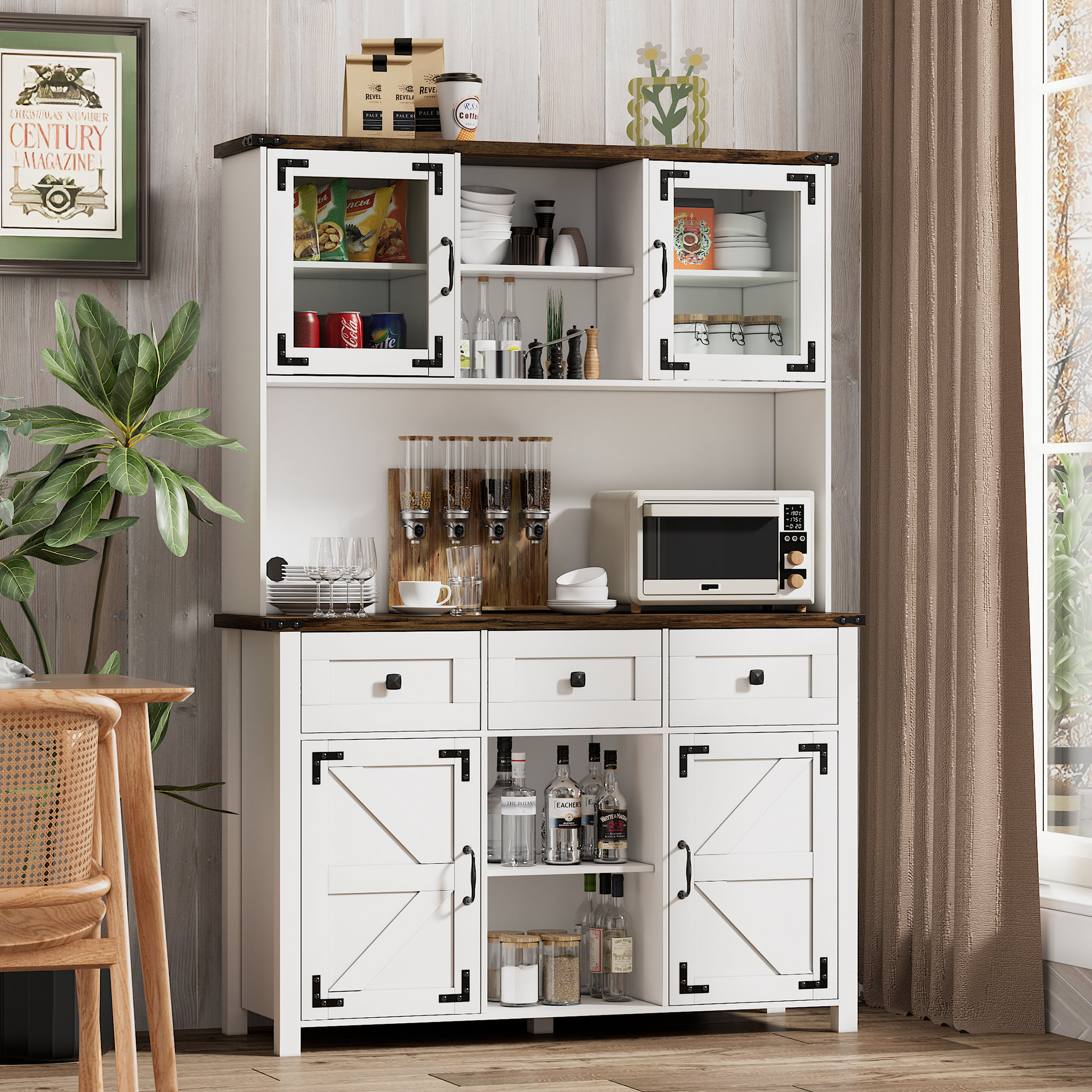 Gracie Oaks Farmhouse Kitchen Pantry Storage Cabinet, 68