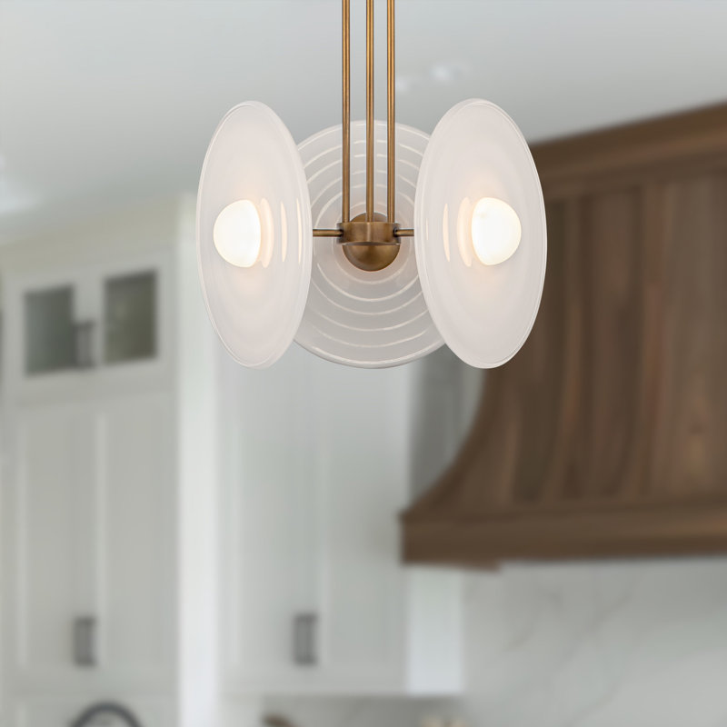 Harbour 3 - Light Unique/Statement Pendant, Glossy Opal, Vintage Brass