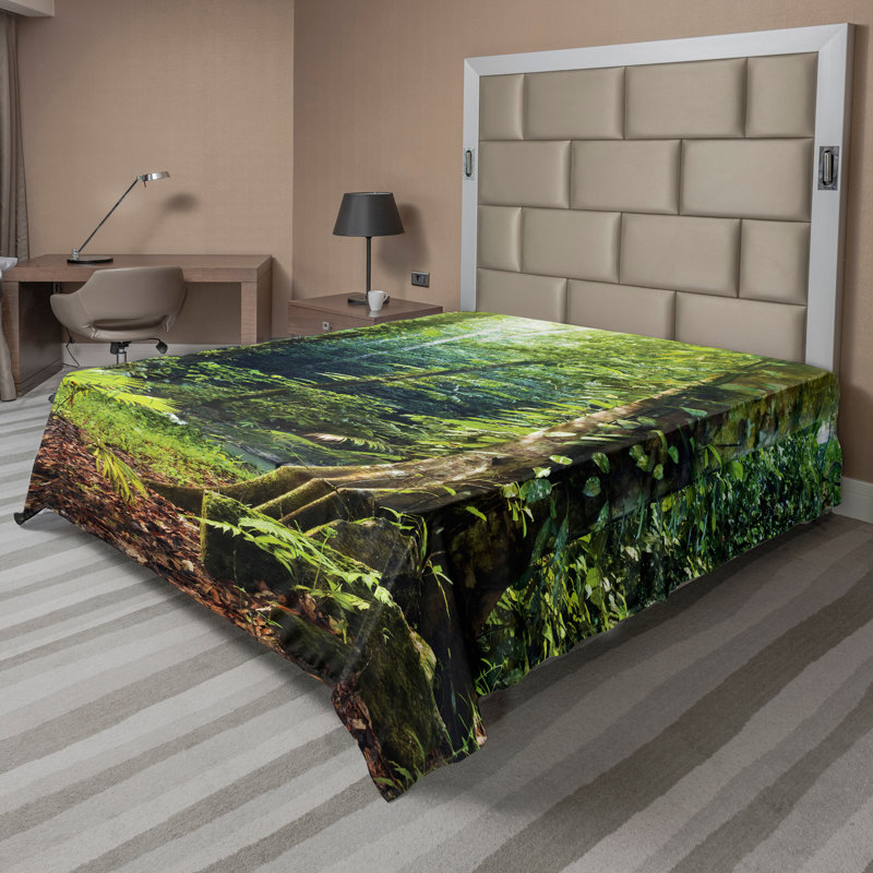 Drap plat Ambesonne Rainforest, Drap plat pour très grand lit californien