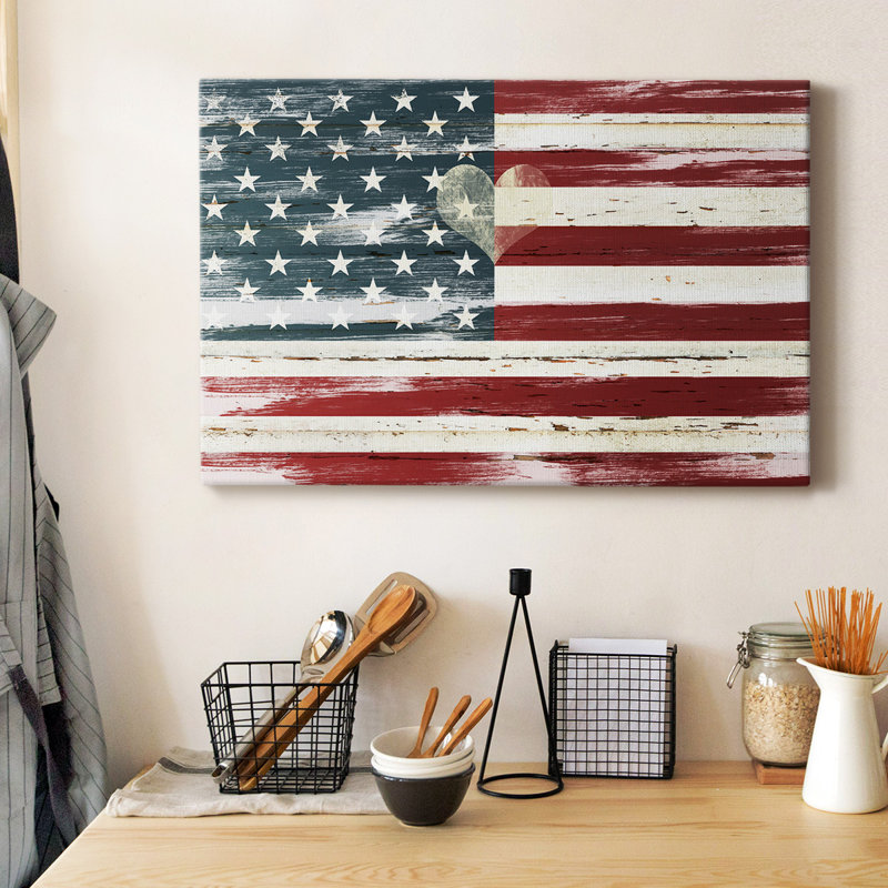 Heart of America - Toile tendue avec châssis de qualité supérieure - prête à être accrochée, H 24 po x l 36 po