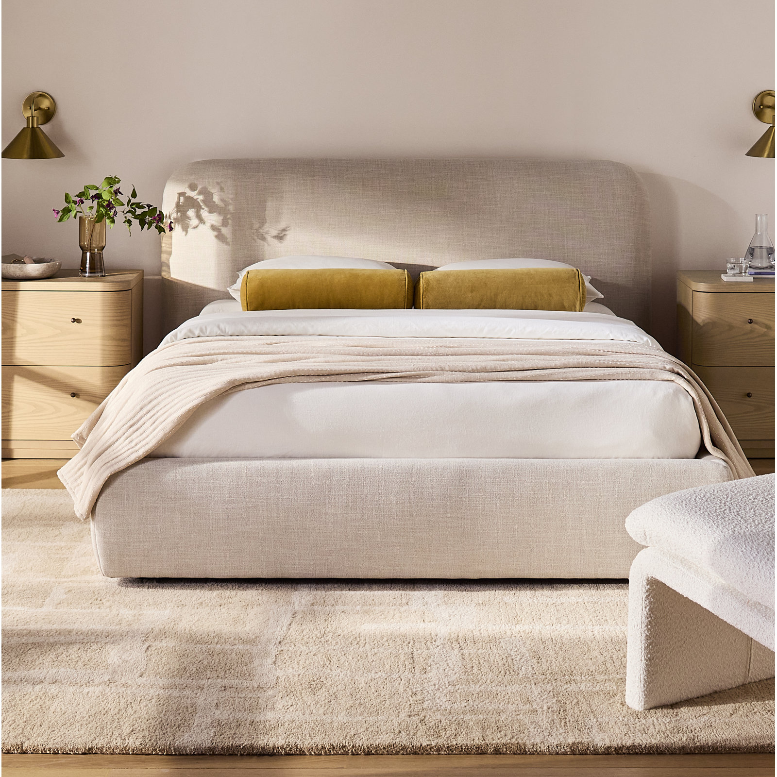 Cotton Quilt Set, Full/Queen Quilt + 2 Shams, Blush/Off White