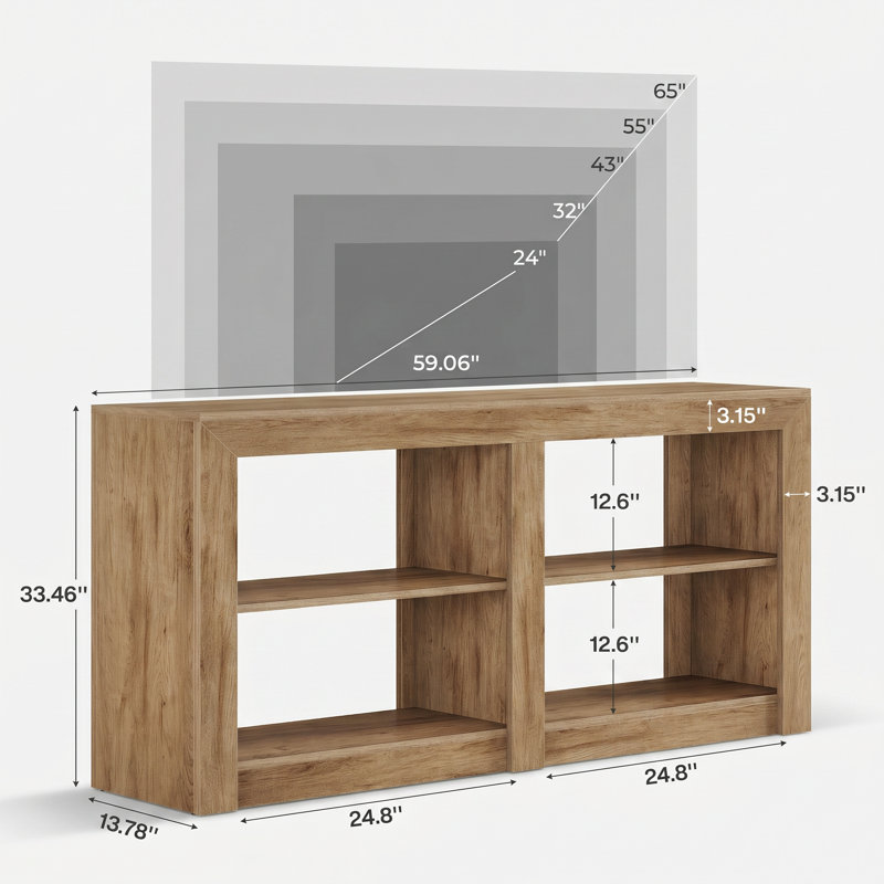 59" Farmhouse TV Stand, TV Console Table with Open Storage, Fits 50, 55, 65 Inch TVs for Living Room and Bedroom