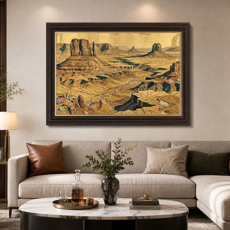 Golden Desert Mesa Rock Formation, impression sur toile, 16"H x 24"W