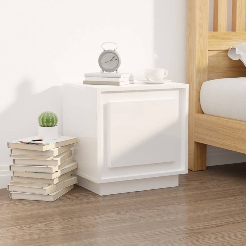 Shawntella 44 cm W Bedside Table, High Gloss White