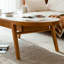 Blanc / pierre frittée couleur bois de cerisier + table basse ovale en bois massif-109242846