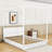 Wood Platform Bed with Support Slats and LED Light-1677671781