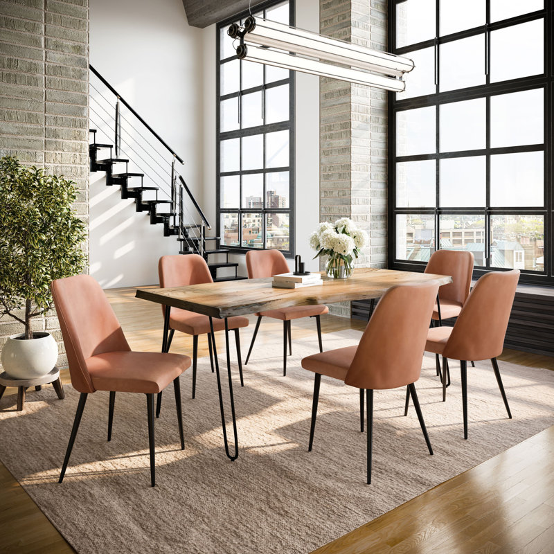 Ensemble de salle à manger Gordonsville, Ardoise, Marron clair, 7 pièces : table, 6 chaises