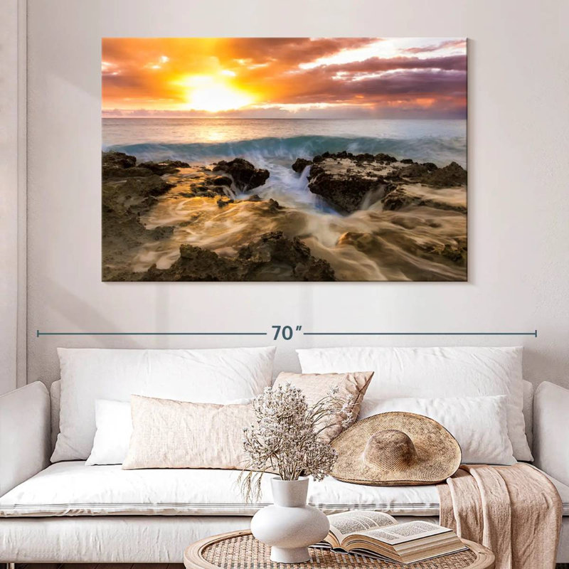 Gillard Beach au coucher du soleil, H 34 po x l 51 po
