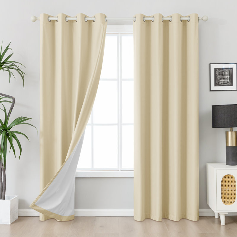 Paire de rideaux en polyester doux 100% occultant avec œillets, Sable blanc, L 52 po x L 96 po