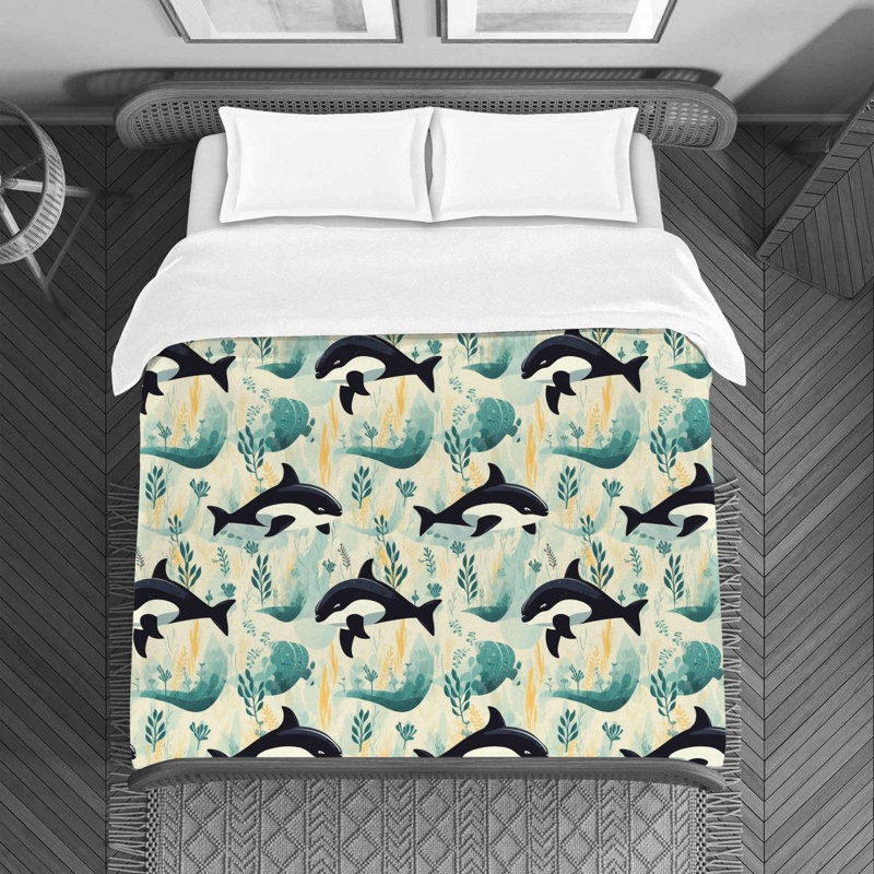 Killer Whale Animal Polyester Duvet Cover, Twin Duvet Cover