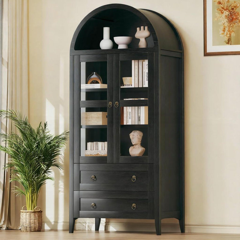 Armoire de rangement arquée pour garde-manger, Noir, noir, noir, noir