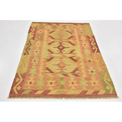 Elland One-of-a-Kind 3'4" X 5' New Age Wool Area Rug in Orange
