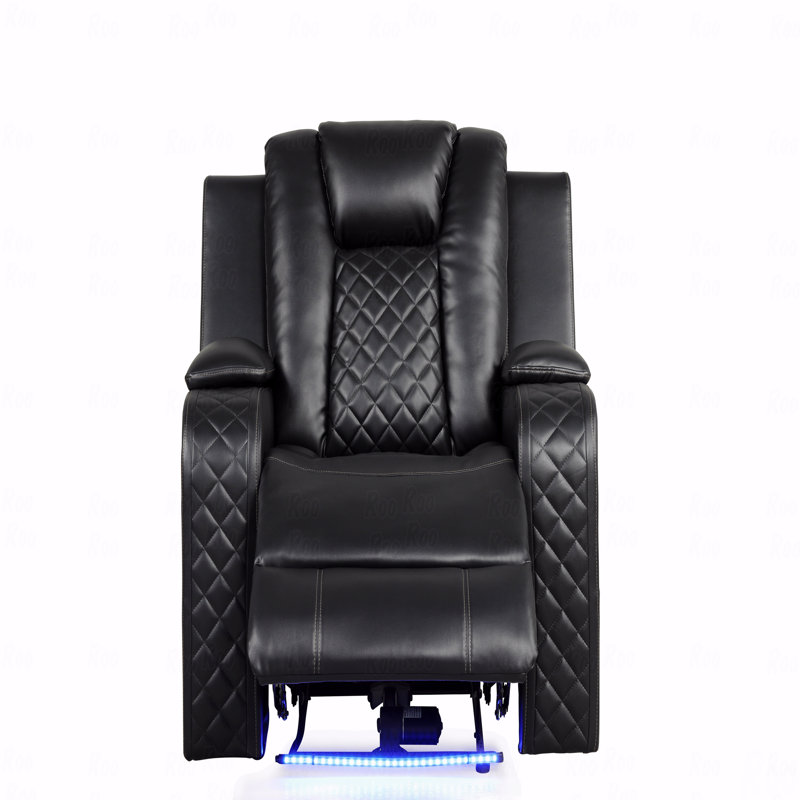 Fauteuil à DEL avec fonction inclinable en similicuir noir, Noir