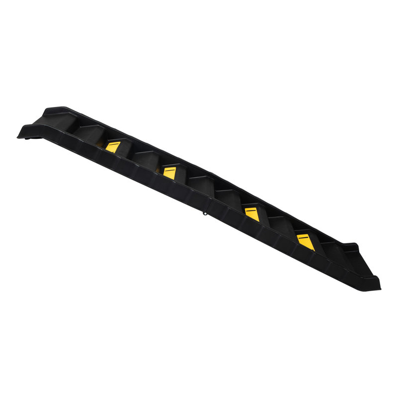 Rampe pliable pour animaux de compagnie pour entrée sécuritaire - antidérapante. Pour divers animaux de compagnie. Noir avec décor jaune. Jusqu'à 180 lb, toutes tailles confondues. Détails. Capacité de charge maximale