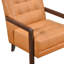 Chaise en cuir orange avec siège confortable et base noyer avec accents contemporains rembourrés de mousse flamboyante-252024747