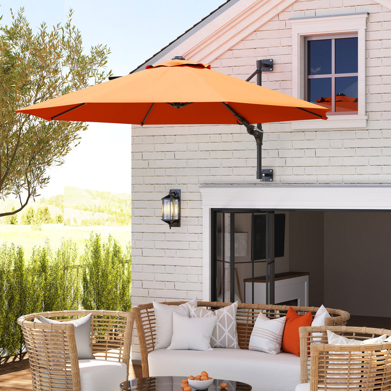 292cm Wall Mount Parasol, Orange