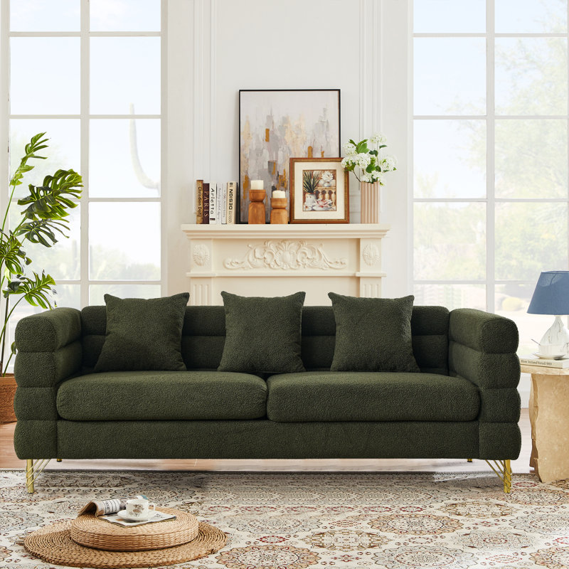 Canapé 81 po, Velours vert