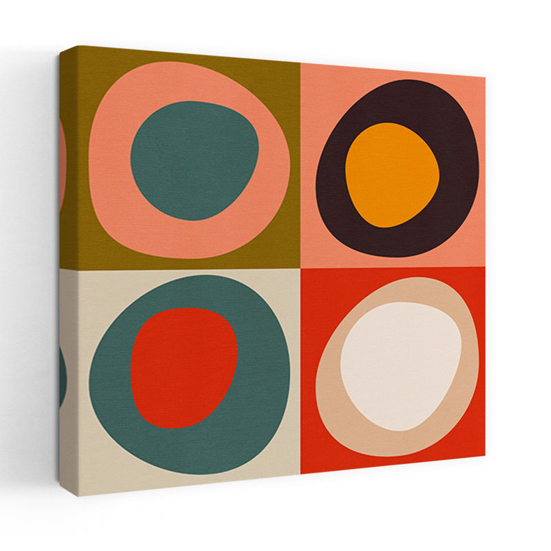 Art contemporain abstrait géométrique coloré, H 24 po x l 24 po