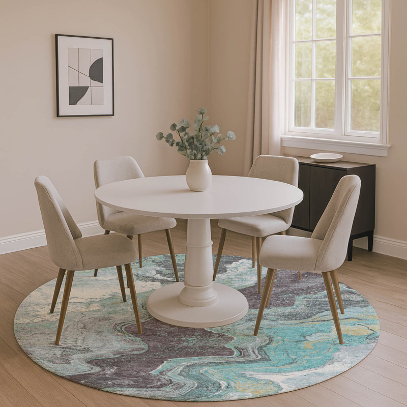 Premium Machine Washable Jakiyra AMF1907 Abstract Rug, Round 8'