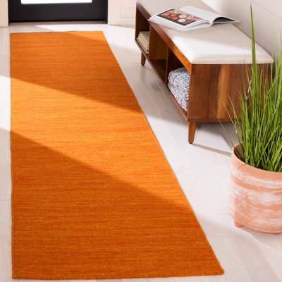 Tapis en laine / coton orange tissé à la main Brandal