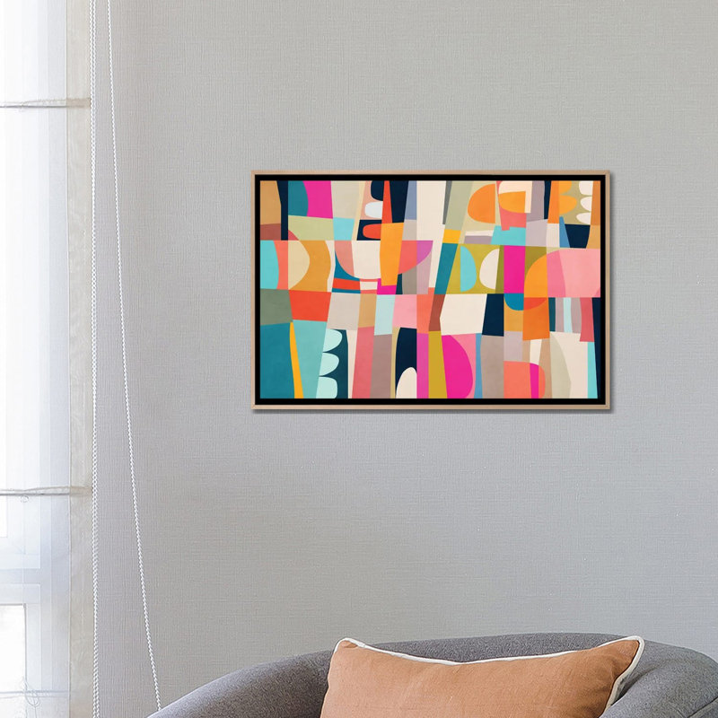 Coloured Parts XI, Natural Wood Floater Framed Canvas, 18" H x 26" W x 1.5" D, No Mat