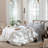MooMee Striped Sheet Set 100% Washed Cotton Linen Like Textured Breathable Lightweight-122443643-118739905