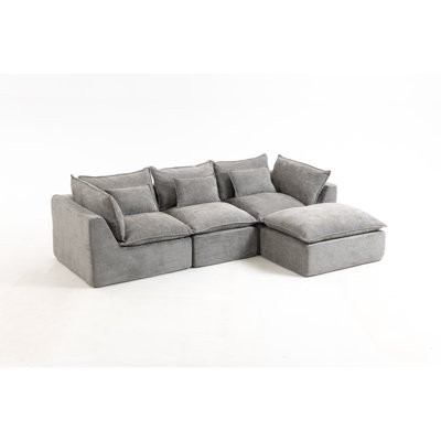 Modern Velvet Sectionals, Oversized Cloud Couch For Living Room Comfort