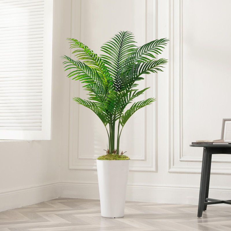 60 '' modern style white square basin artificial palm tree set, Faux Plant(Set Of 2)
