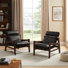 Genuine Leather Lounge Chair With Adjustable Headrest Set Of 2
