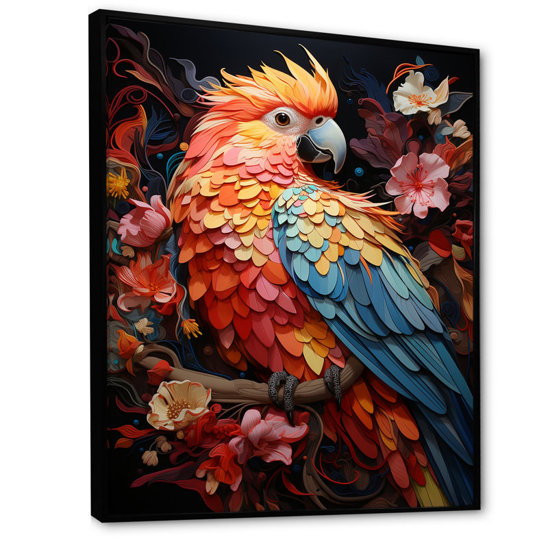 Parrots Celestial Dance Melody, Cadre flottant noir, H 44 po x l 34 po x P 1,5 po
