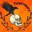 Couronne d'Halloween avec corbeau noir et crâne de Nevermore