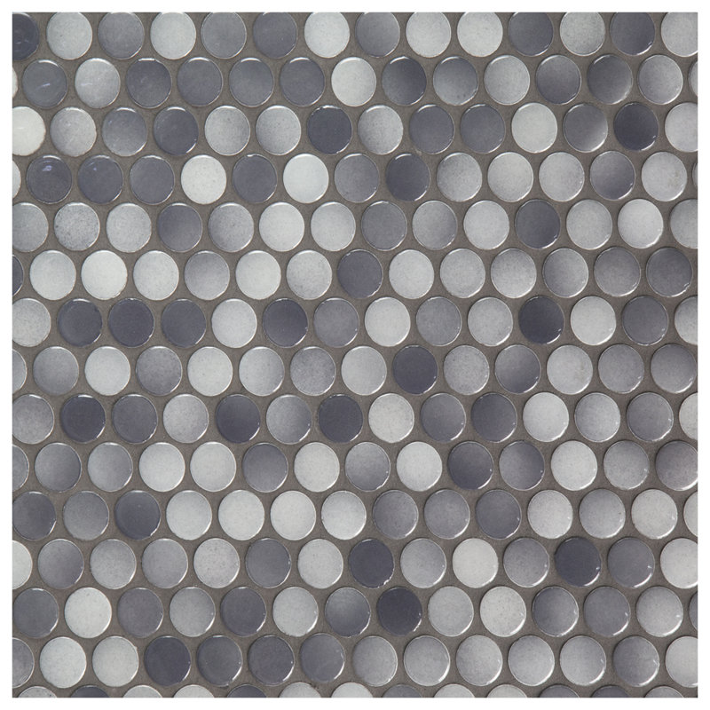 Ceramic Penny Round Mosaic Wall & Floor Tile, Gray Mix