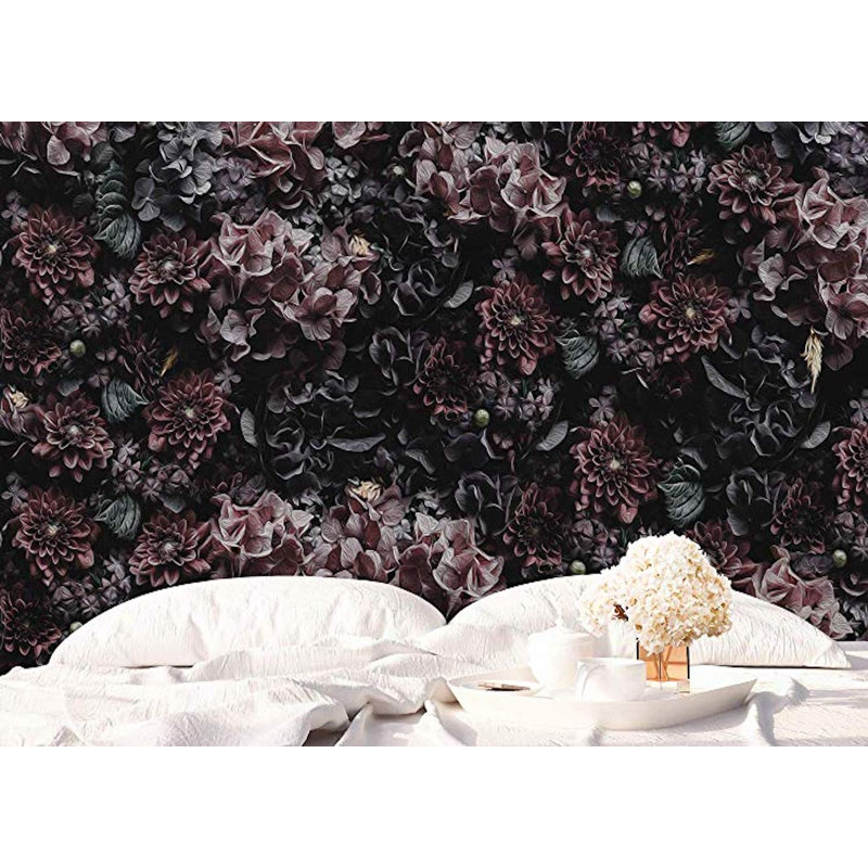 Papier peint amovible floral foncé Draughn, l 187 po x L 106 po