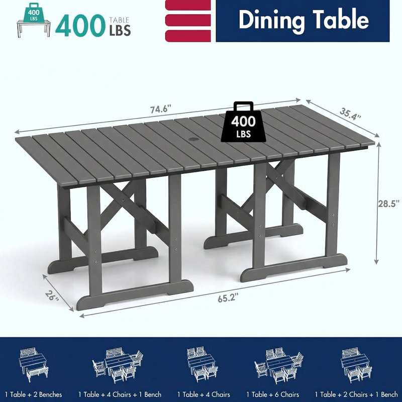 All Weather 7-Piece-Outdoor-Table-And-Chairs, Gray