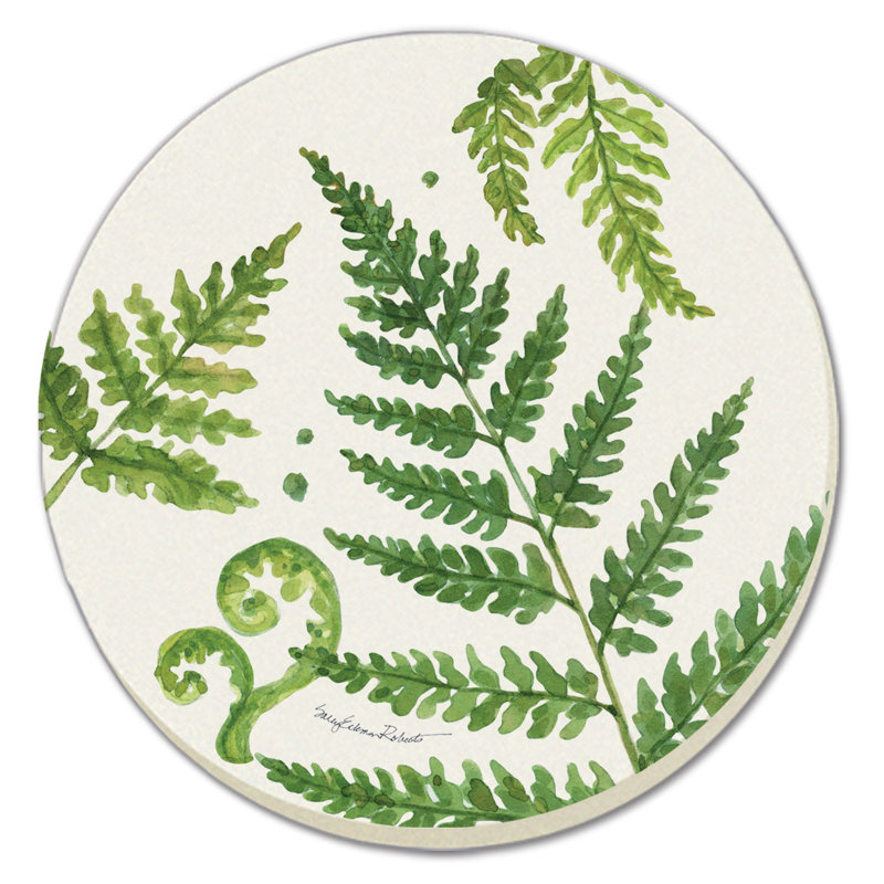 Ferns II 4-Pack Round Absorbent Stone Coasters