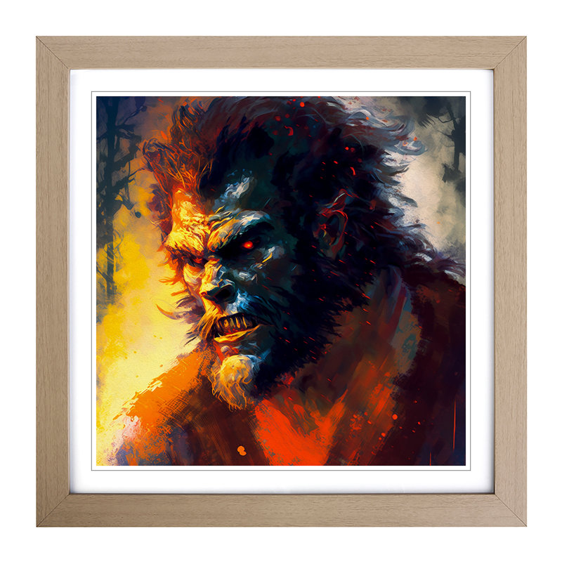 Werewolf Post-Impressionism - Framed Print, Oak