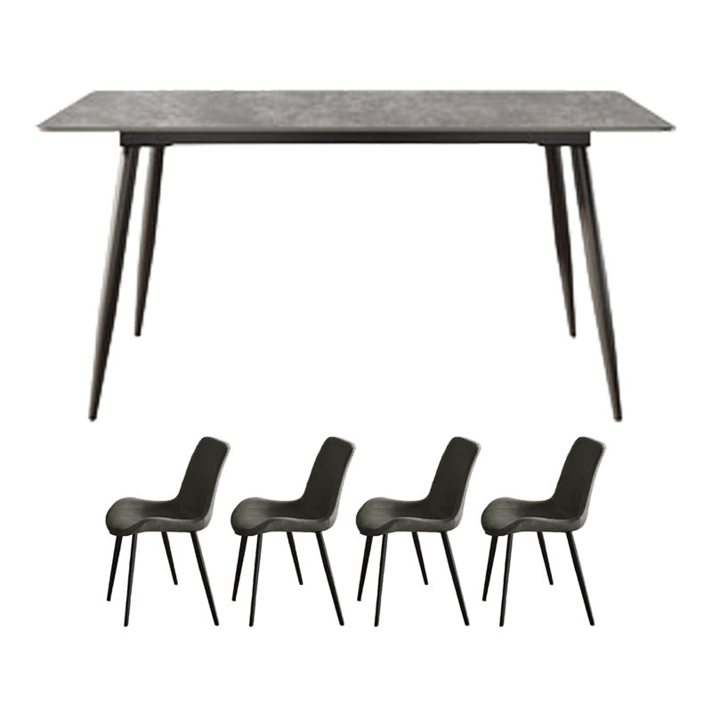 Grey rock plate dining table, 29.52" H x 70.86" L x 35.43" W, 5