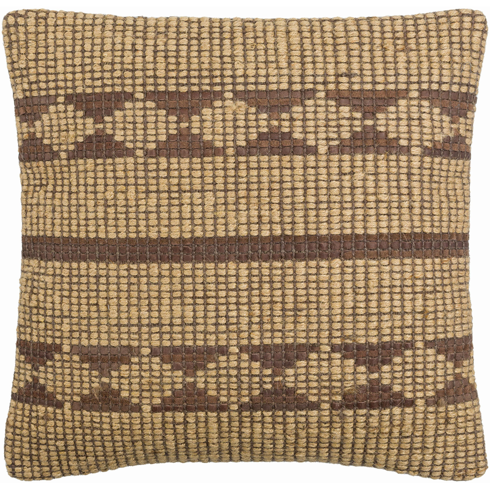 Twareg Geometric Jute / Sisal Throw Pillow, Down Blend, 22"H x 22"W