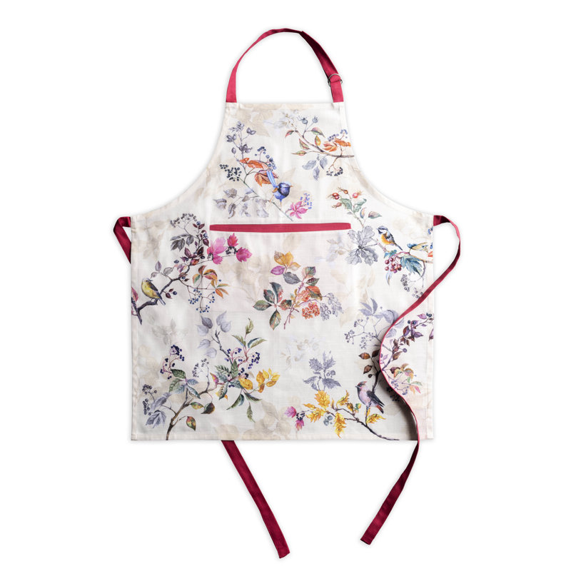 Equinoxe Floral Cotton Bib Apron, Beige/Pink