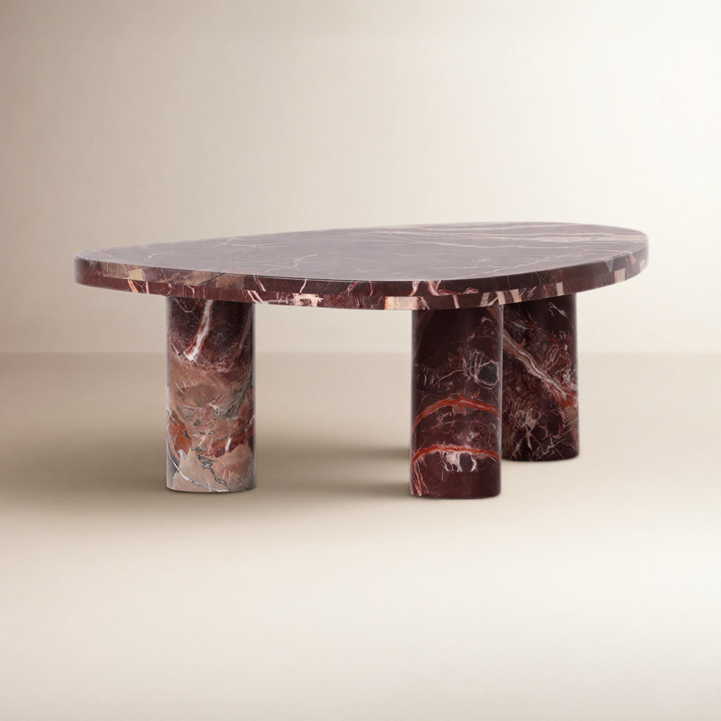 Moraga Genuine Marble Coffee Table, 13" H x 36" L x 25.5" W, Merlot Marble