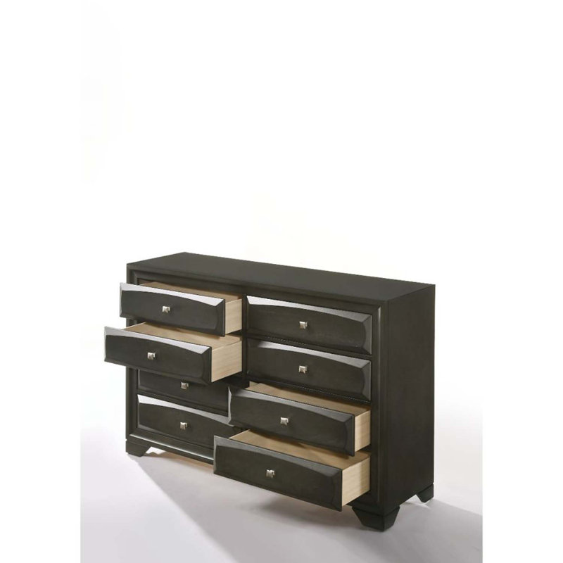 Commode 8 tiroirs Soteris, finition gris antique